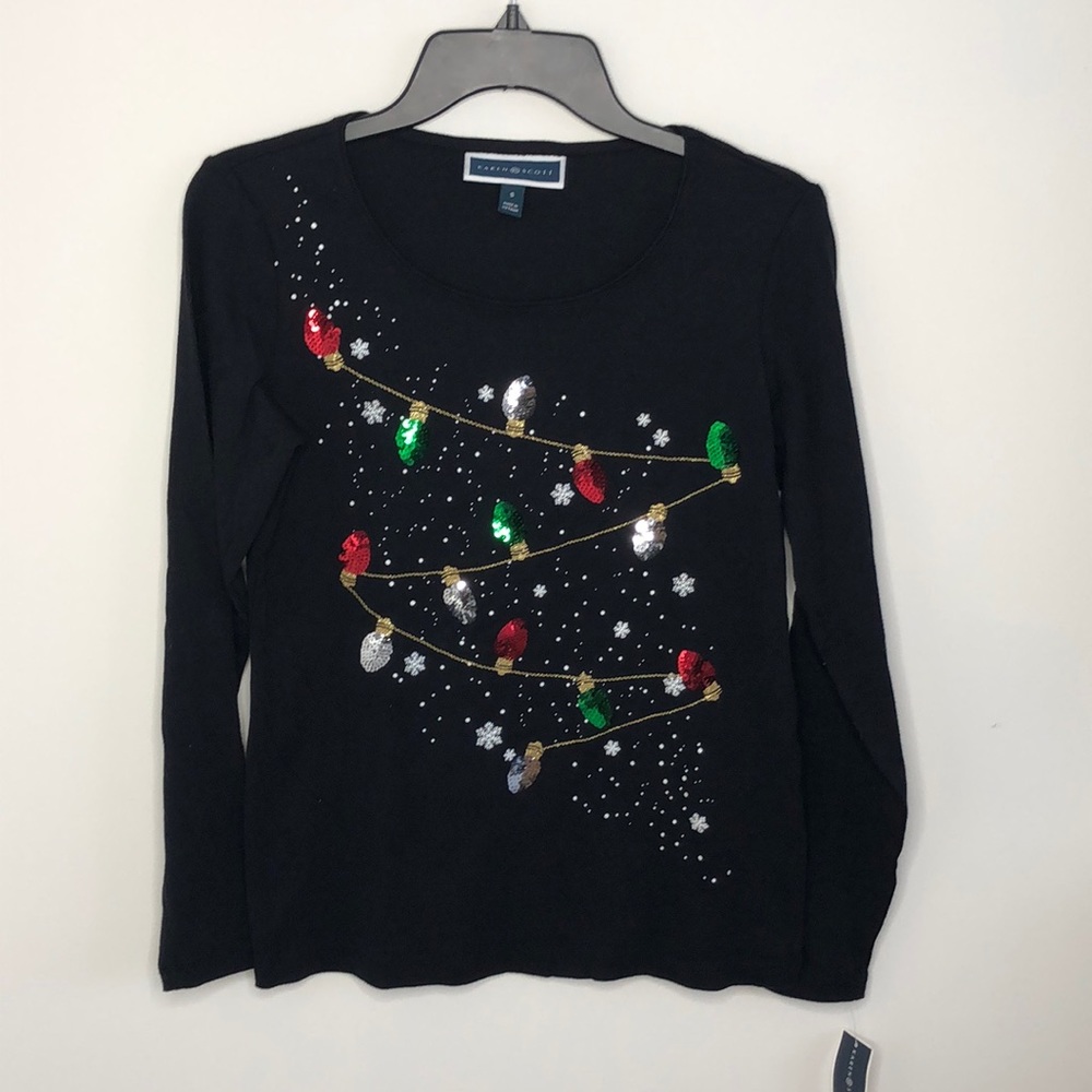 Karen Scott whimsy long sleeve Christmas tee